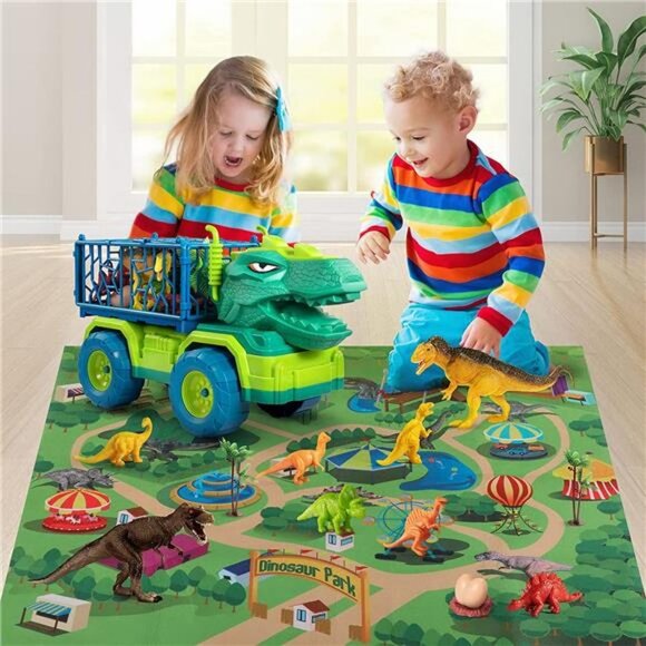 Dinosaur Truck Toys for Kids 3-5 Years, Transport Car Truck with 8 Dino Figures - Picture 2 of 6